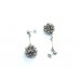 Earrings Silver 925 Sterling Dangle Drop Women Garnet Gem Stone Handmade B604
